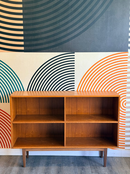 Vintage Teak Bookcase on Solid Walnut Legs
