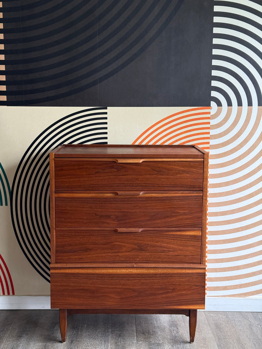 Vintage Walnut Tallboy Dresser