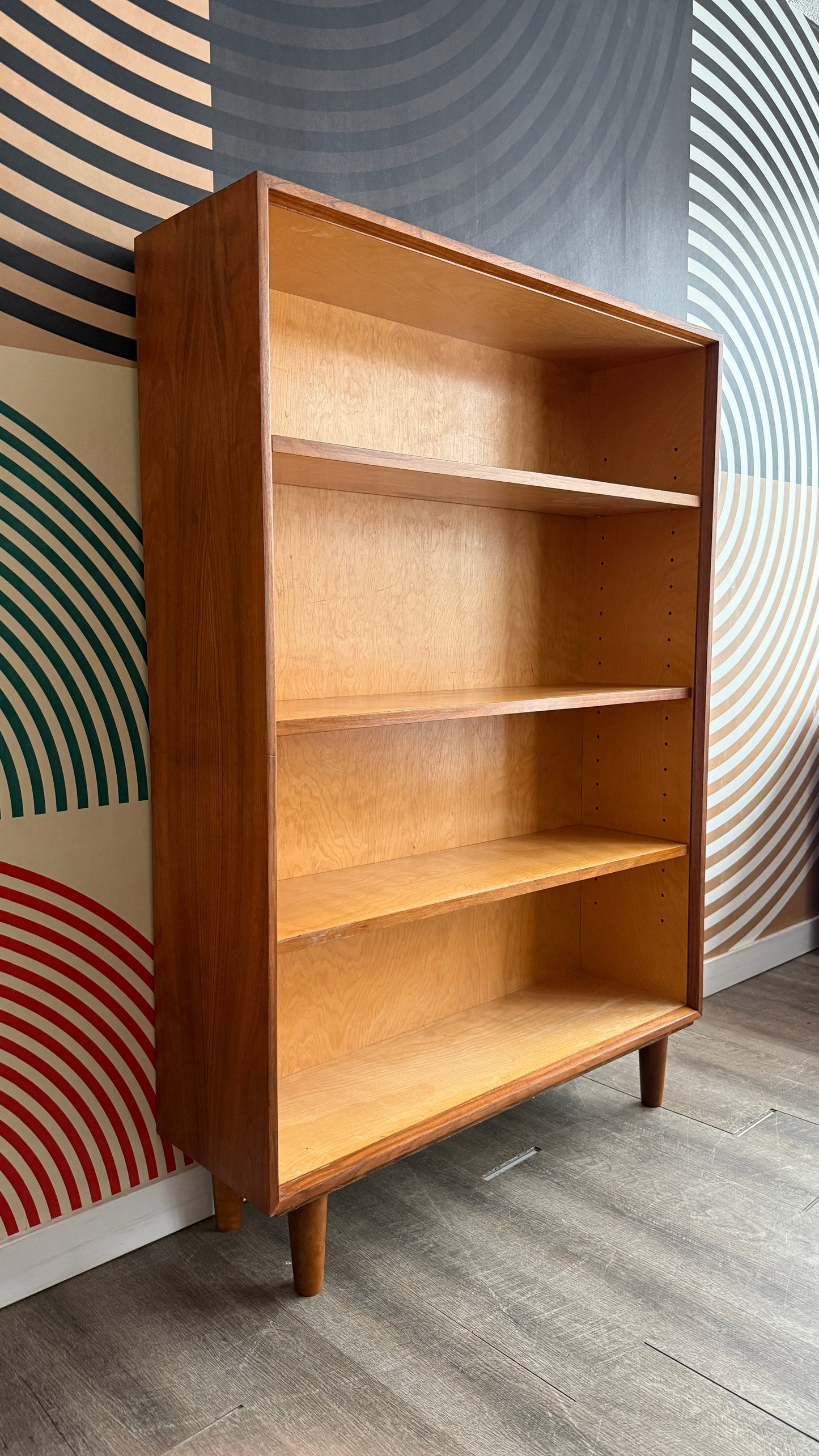 Tall Vintage Walnut Bookcase