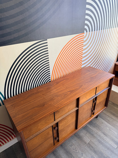 Vintage Walnut 6-Drawer Dresser