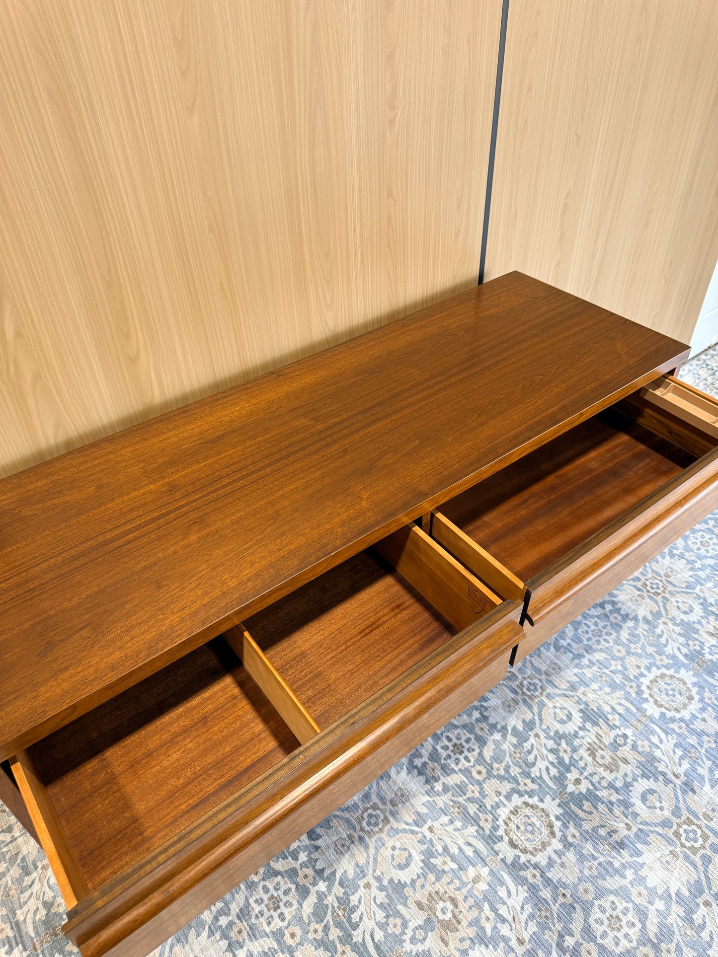 Vintage Walnut Six Drawer Dresser