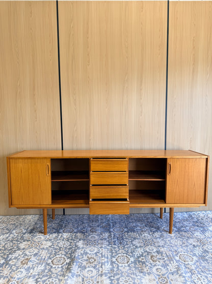 Vintage Swedish Teak Sideboard 75”