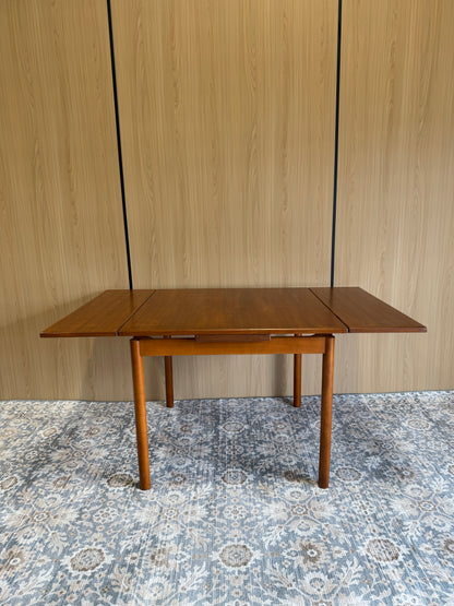 Refinished Teak Square Expanding Dining Table