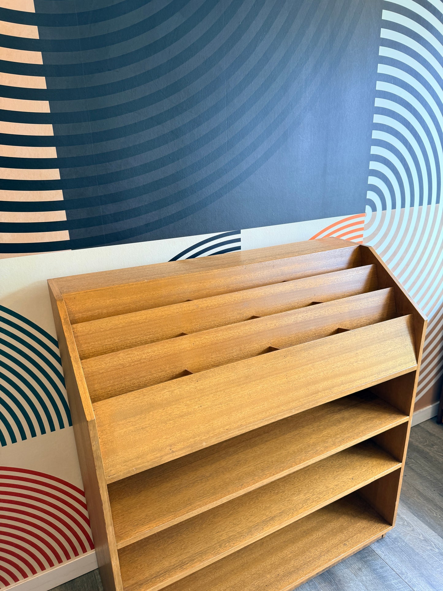 Vintage Wood Bookcase with Tiered Shelves