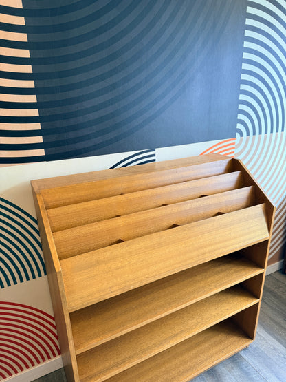 Vintage Wood Bookcase with Tiered Shelves
