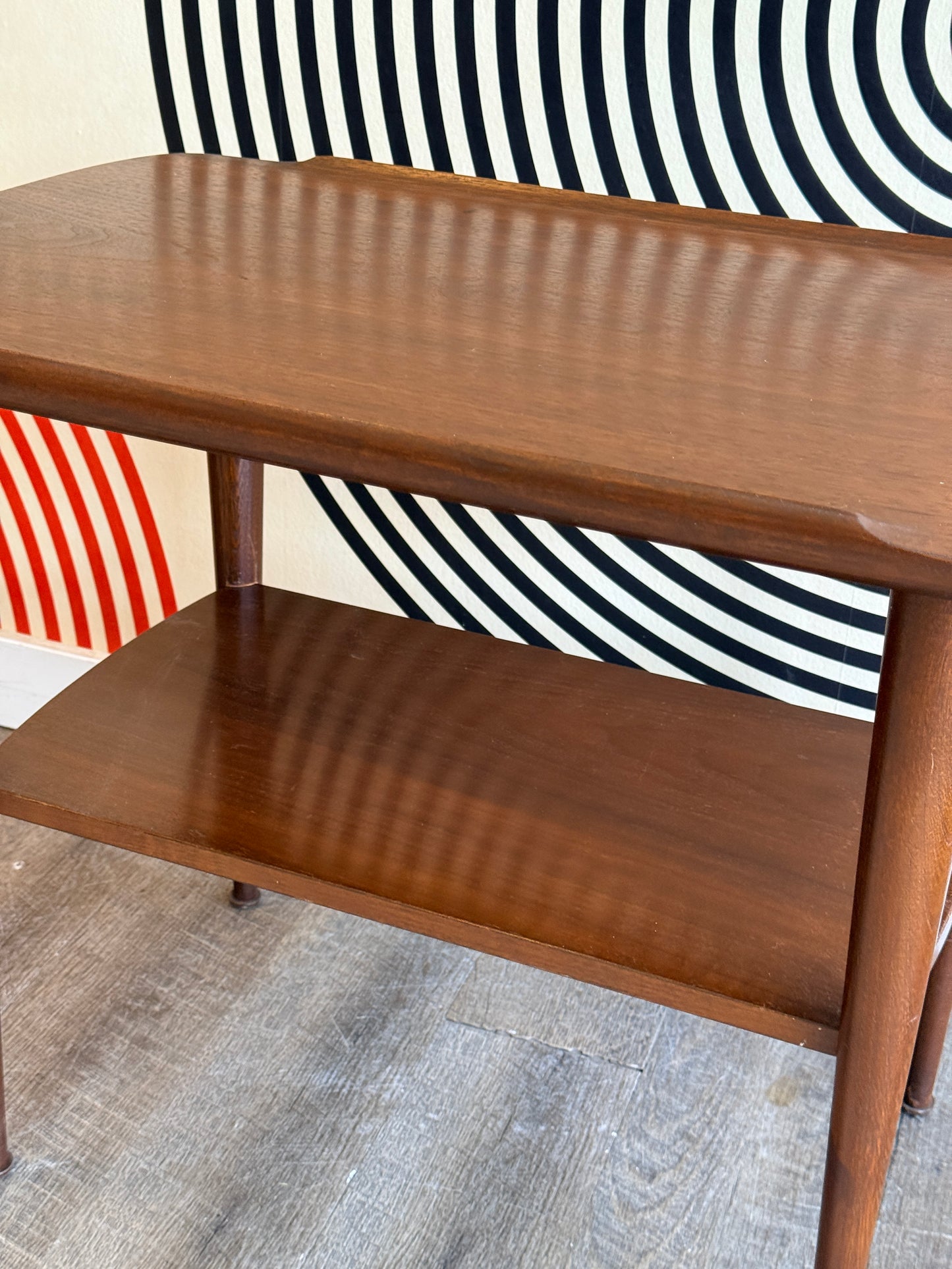 Vintage Two Tiered Walnut Side Table