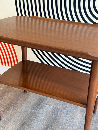 Vintage Two Tiered Walnut Side Table