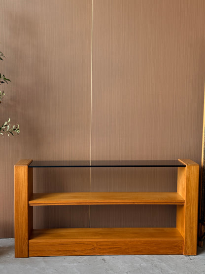 Vintage Teak and Smoked Glass Console