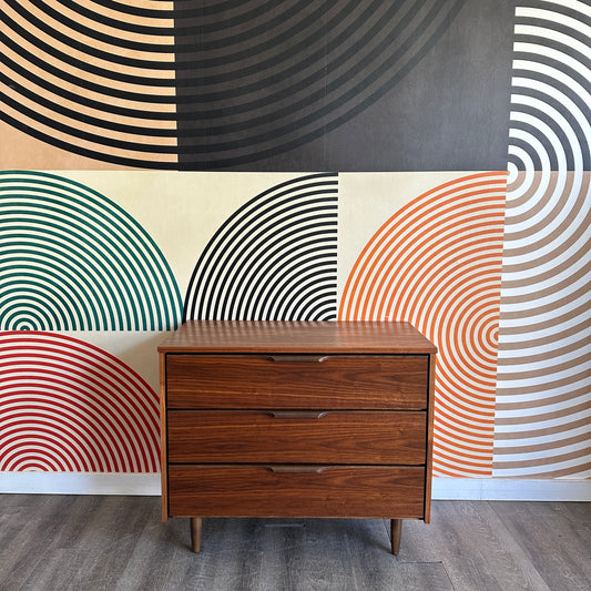 Vintage Walnut 3 Drawer Dresser