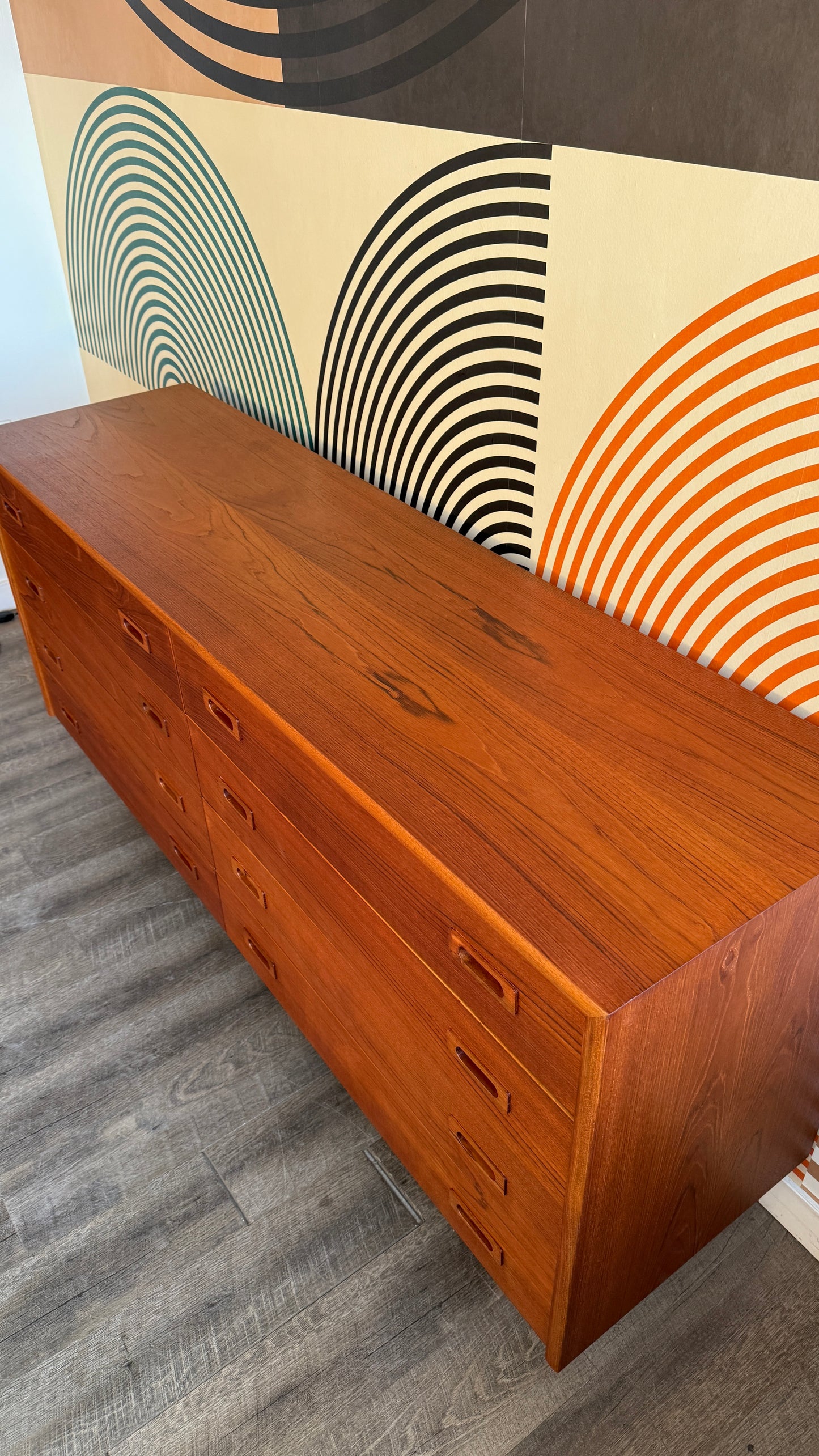 Vintage Teak 8 Drawer Dresser