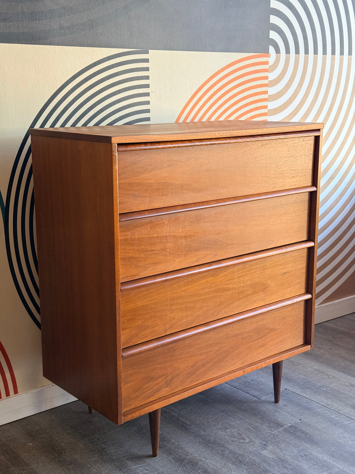 Vintage Walnut Tallboy Dresser