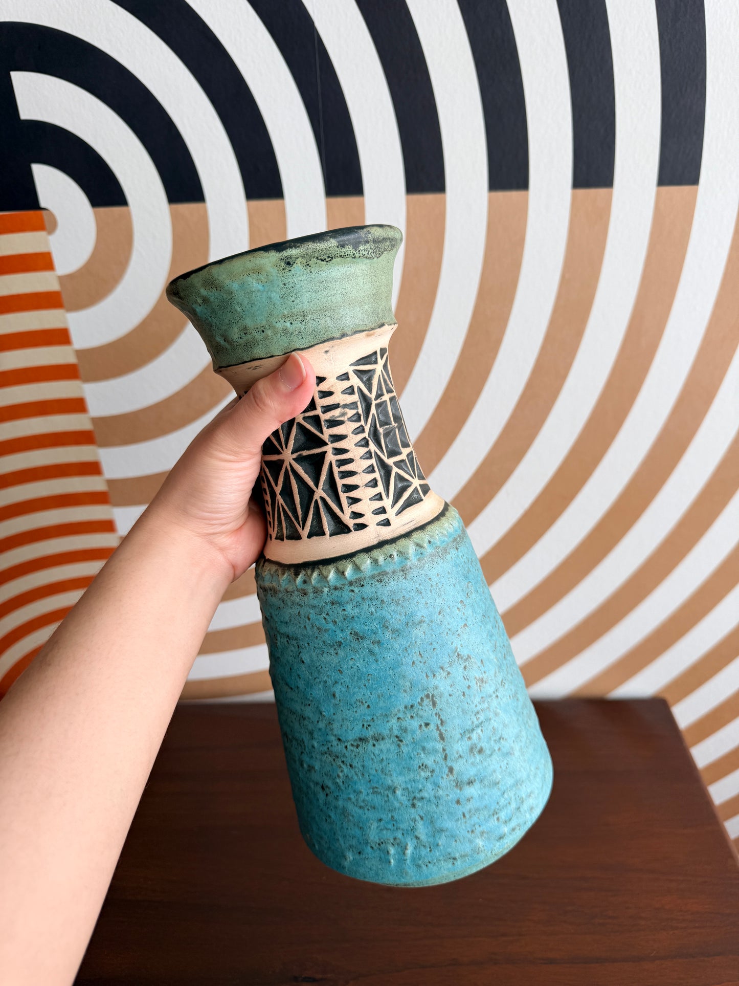 Vintage Blue West German Vase by Jasba