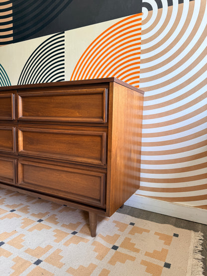 Vintage 9 Drawer Walnut Dresser