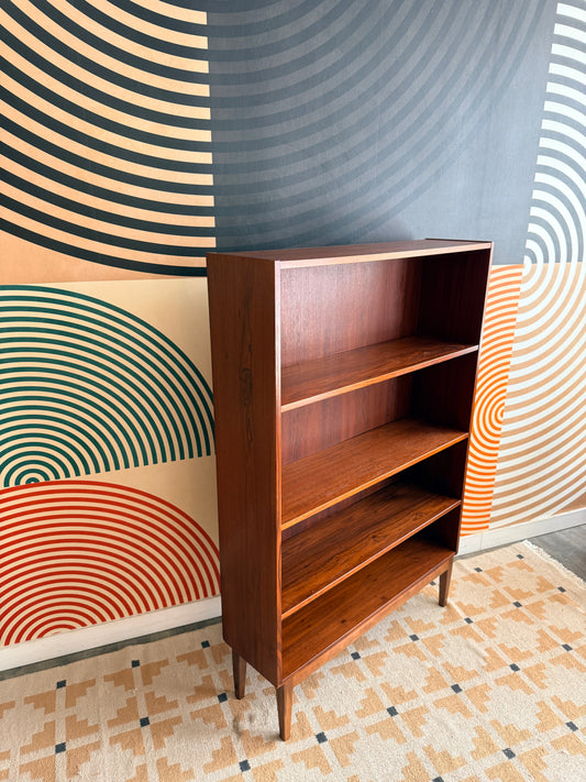 Danish Mid-Century Rosewood Bookcase on Walnut Legs