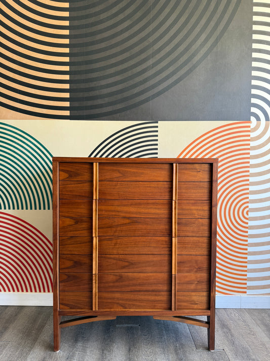 Vintage Walnut Tallboy Dresser
