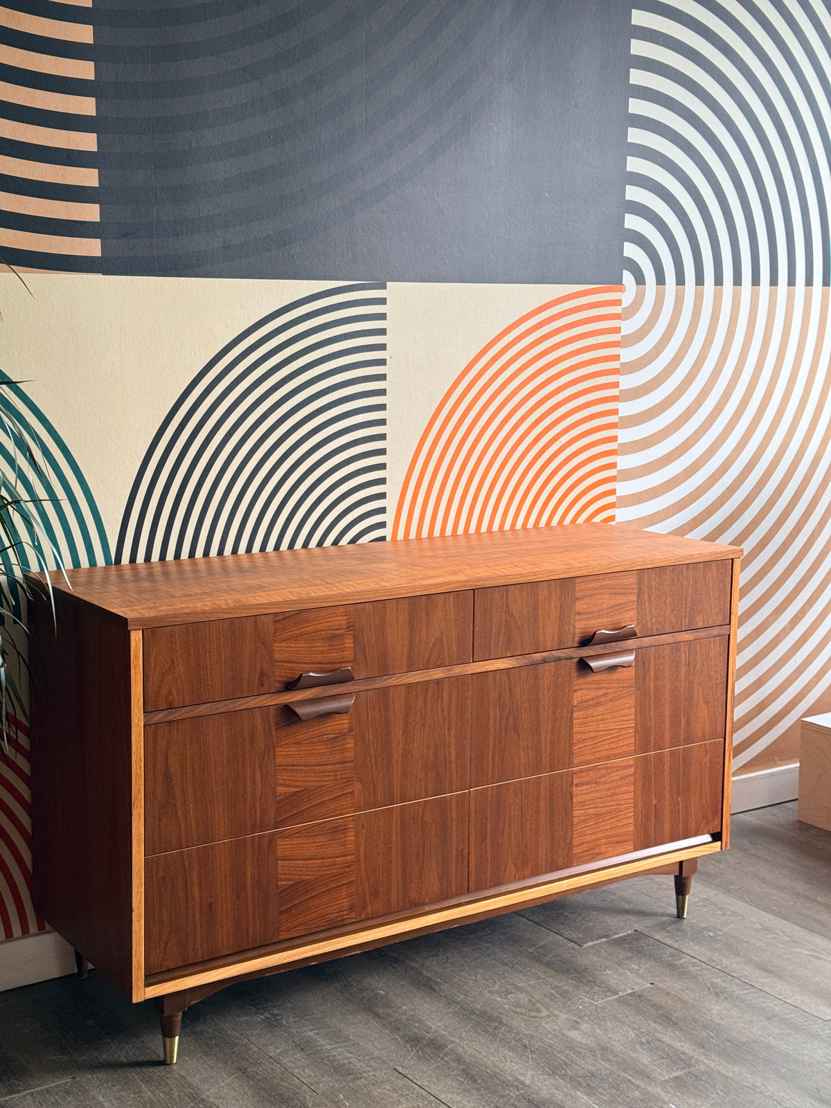 Vintage Mid-Century Walnut 6 Drawer  Dresser