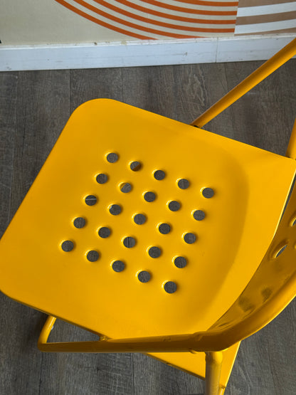 Vintage Yellow Metal Folding Chair