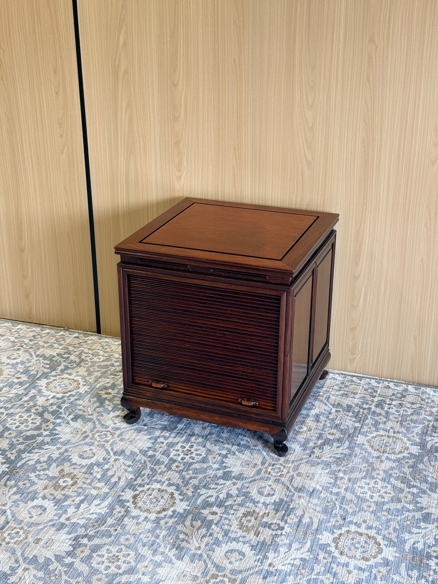 Vintage Wood Tambour Door Cabinet