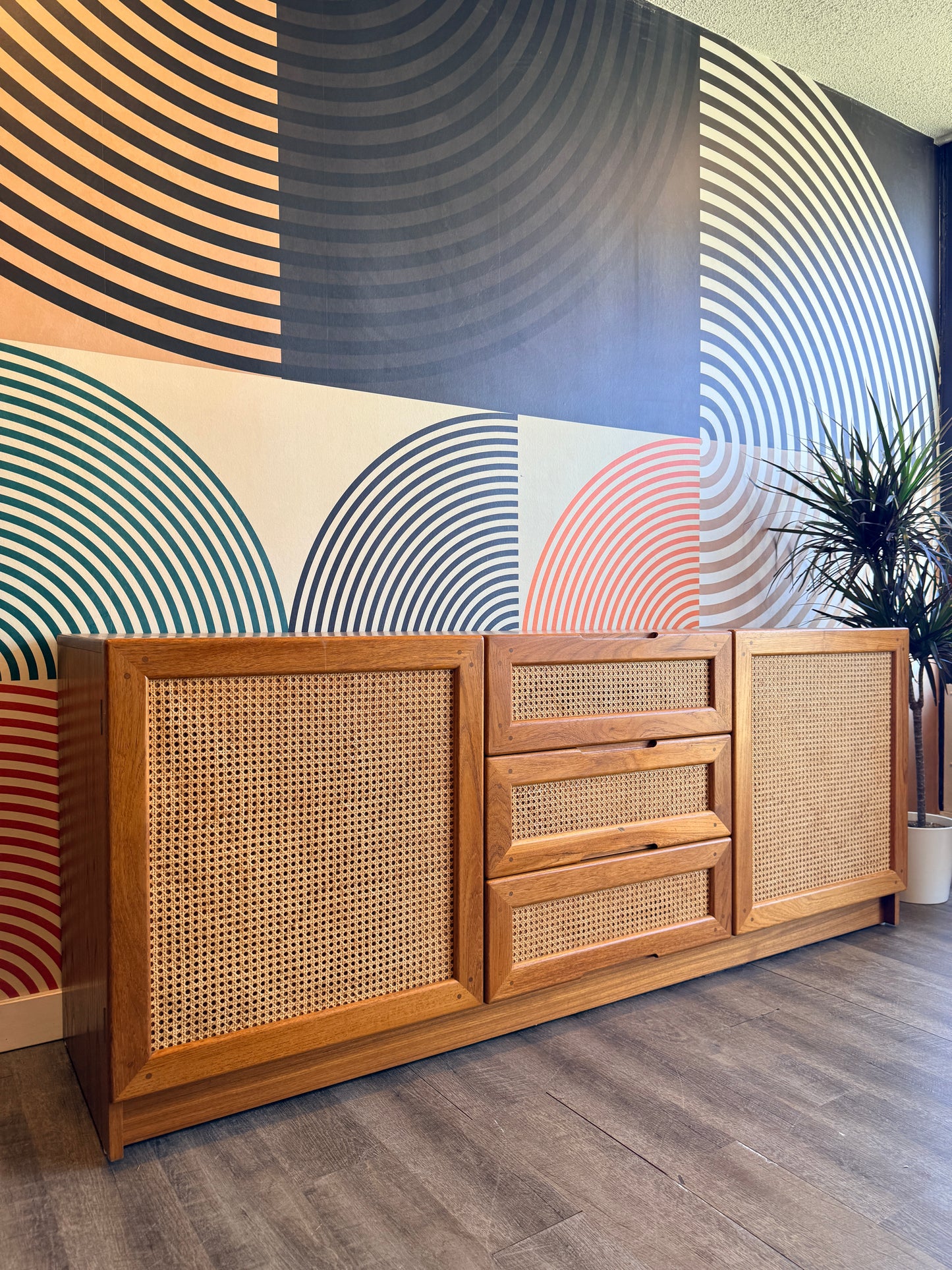 Danish Teak and Cane Credenza by Dyrlund