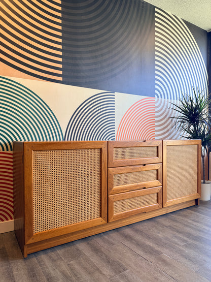 Danish Teak and Cane Credenza by Dyrlund