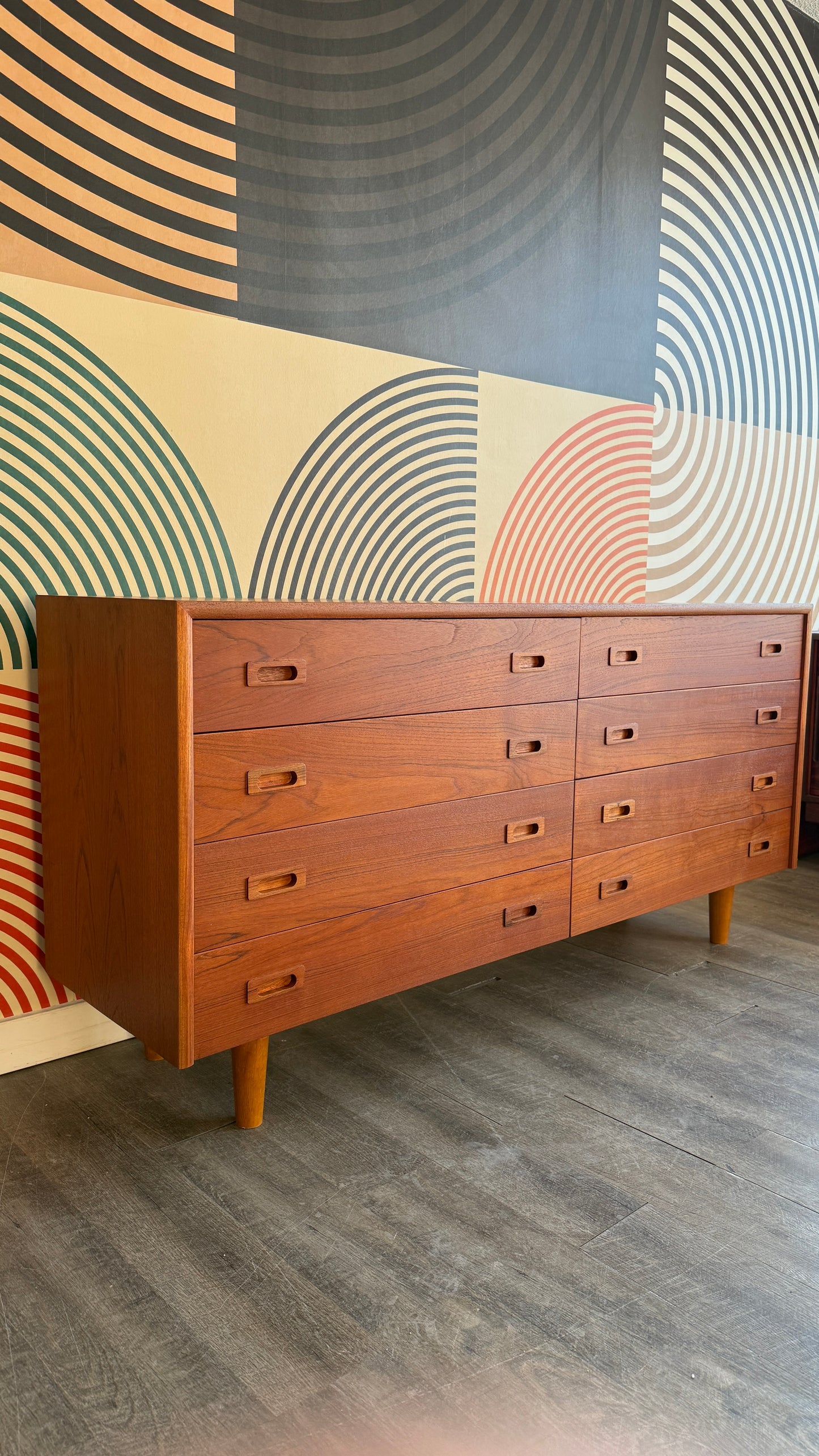 Vintage Teak 8 Drawer Dresser