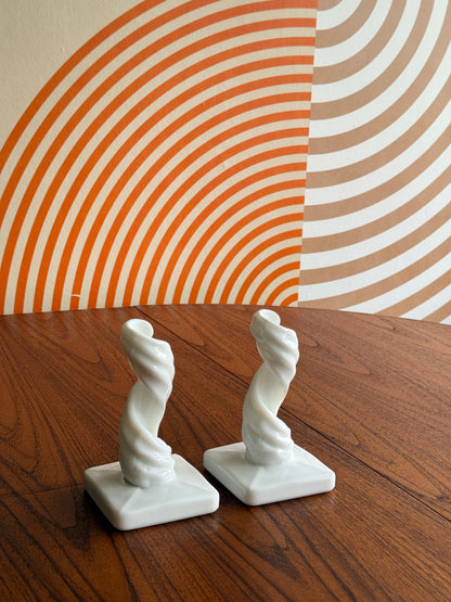 Vintage 1960's Westmoreland Milk Glass Spiral Candle Holders