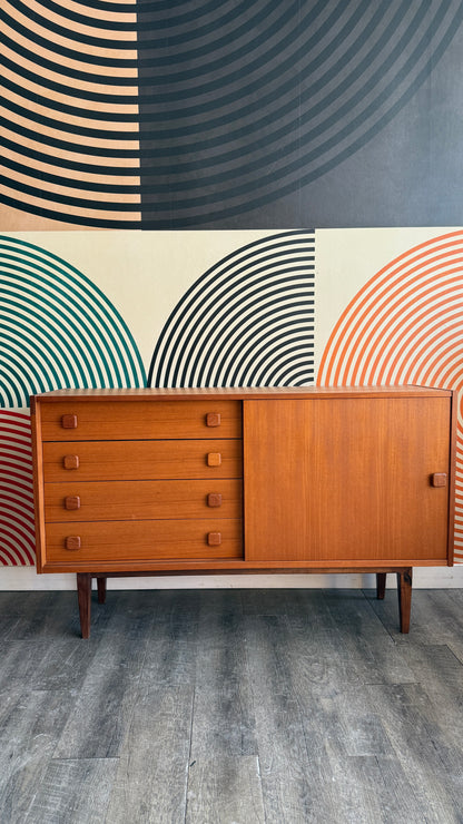 Petite Vintage Teak Sideboard on Custom Base