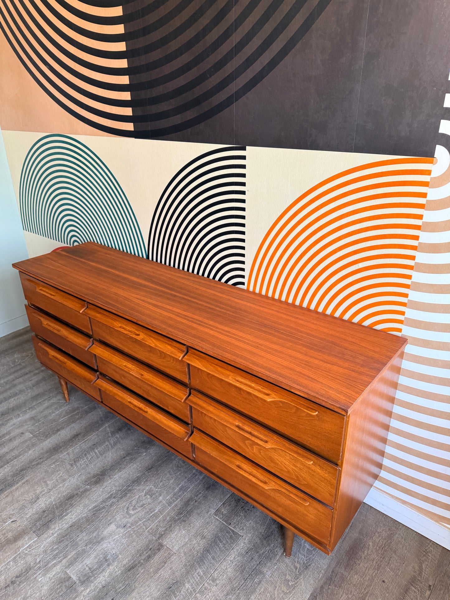 Vintage Walnut 9 Drawer Dresser