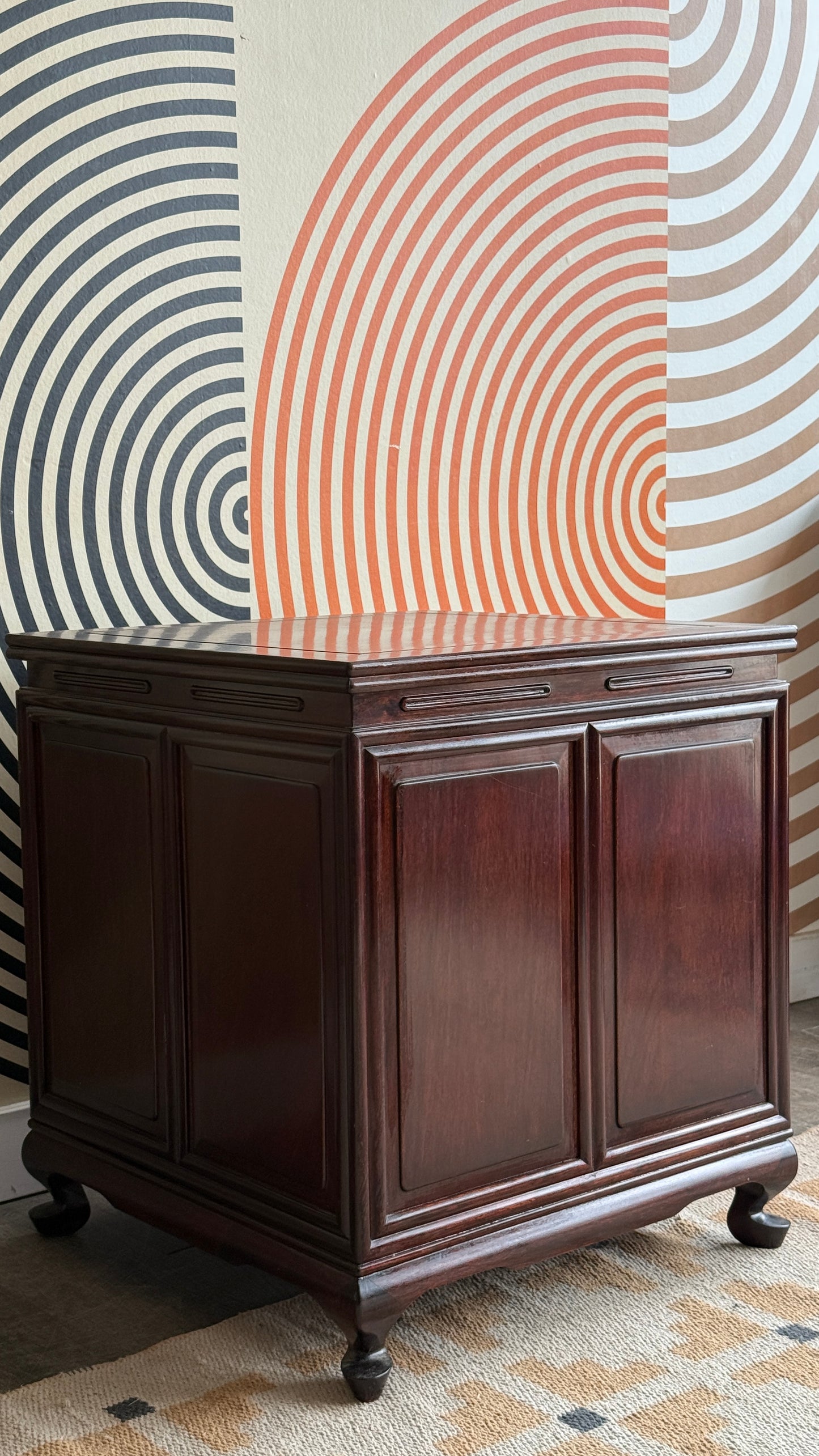 Vintage Wood Tambour Door Cabinet