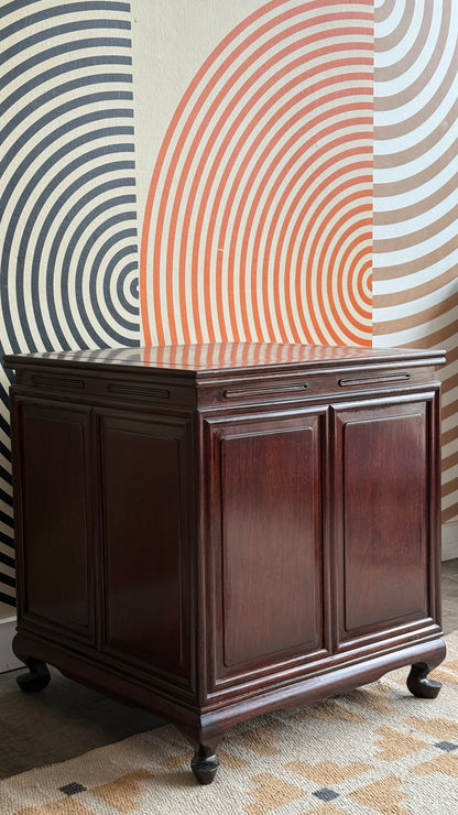 Vintage Wood Tambour Door Cabinet