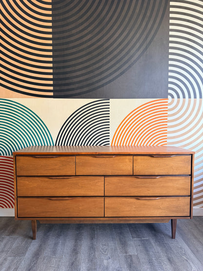 Vintage 7 Drawer Walnut Dresser by Victoriaville