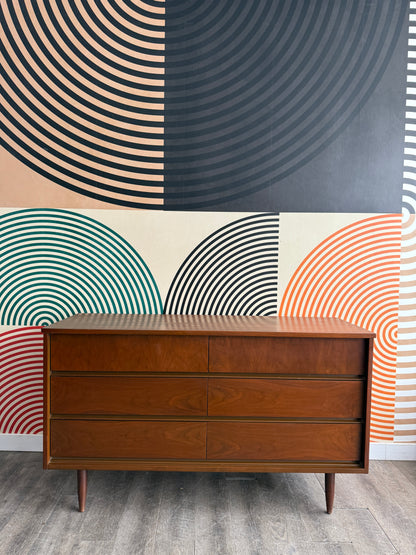 Vintage Walnut 6 Drawer Dresser