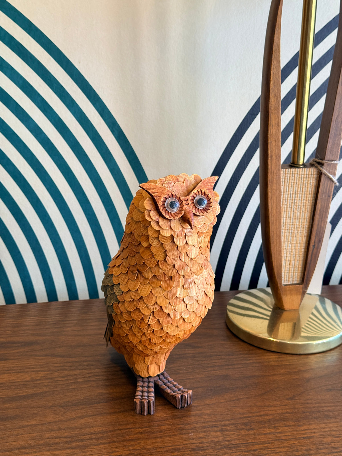 Vintage Shanghai Wicker Owl Basket