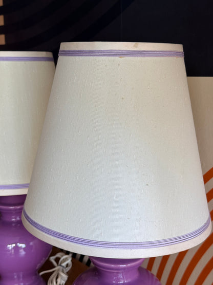 Pair of Vintage 1950s-1960s Lilac Ceramic Table Lamps