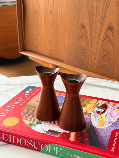 Pair of Danish Teak Candle Holders