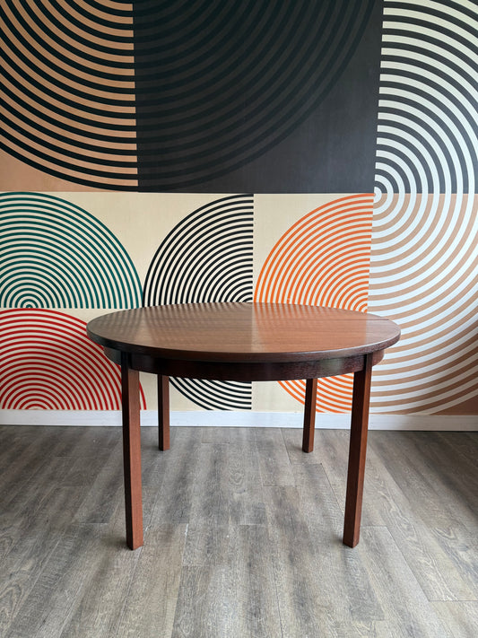 Vintage Round Walnut Dining Table