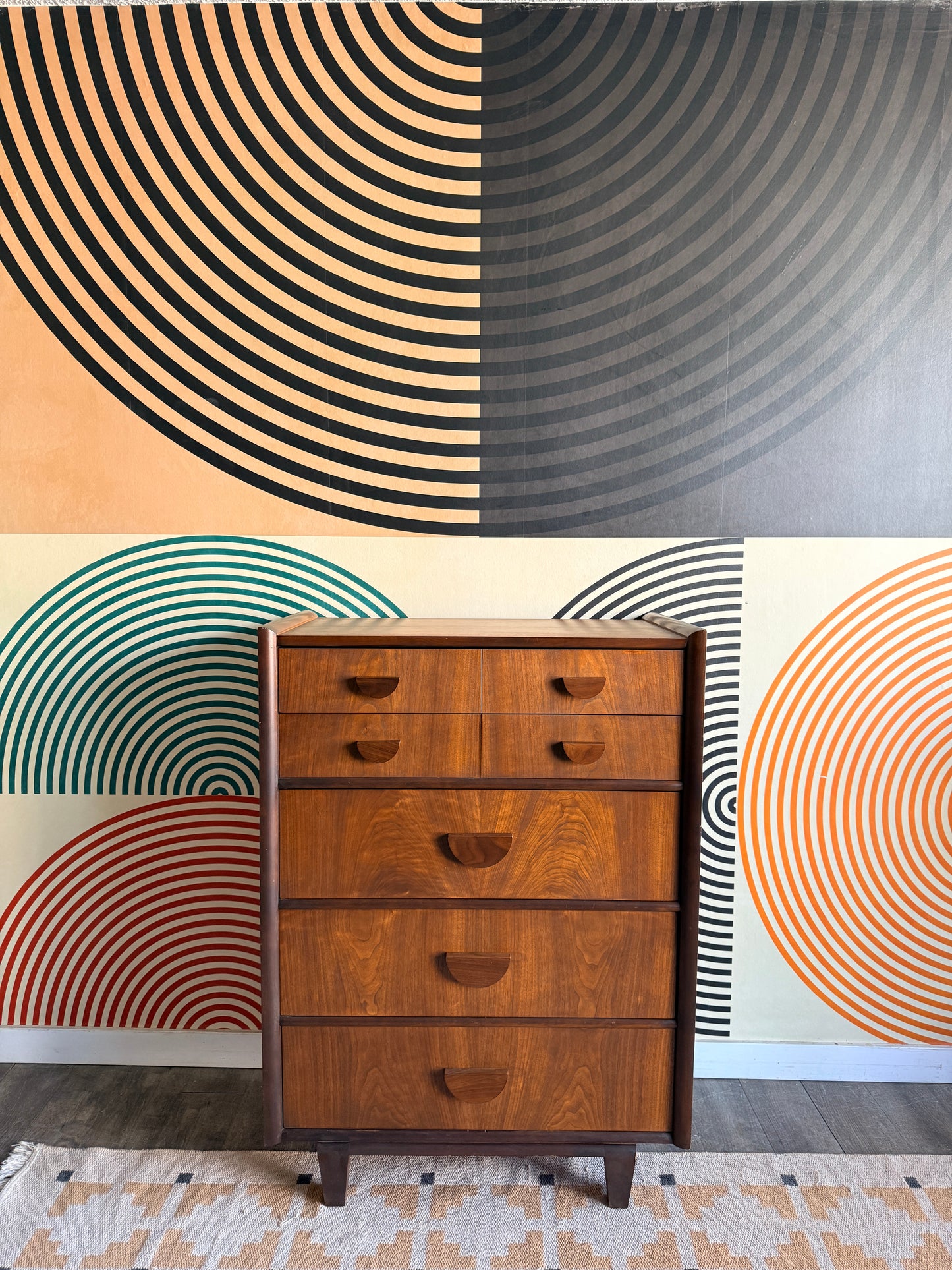 Vintage Walnut Tallboy Dresser