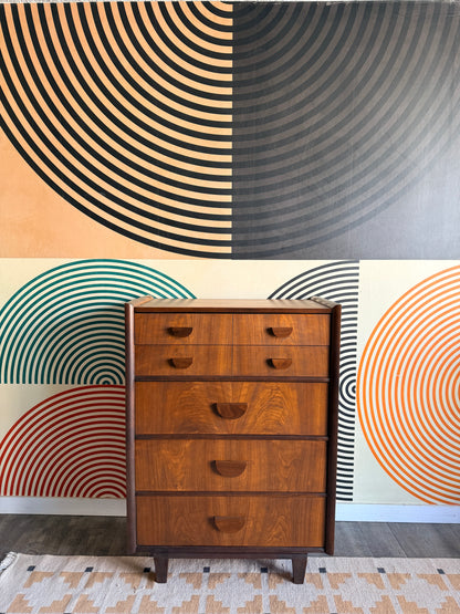 Vintage Walnut Tallboy Dresser