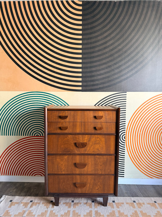 Vintage Walnut Tallboy Dresser