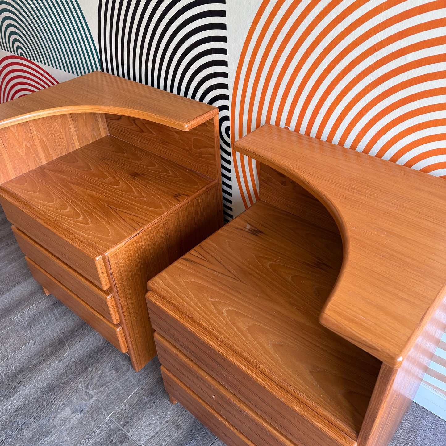 Pair of Teak Nightstand Tables