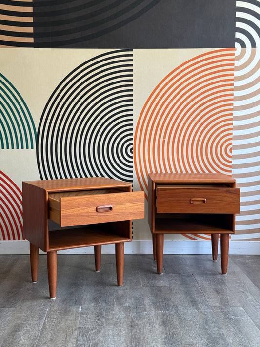 Pair of Vintage Teak Nightstands