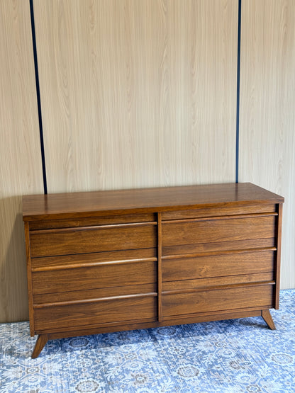 Vintage Walnut Six Drawer Dresser