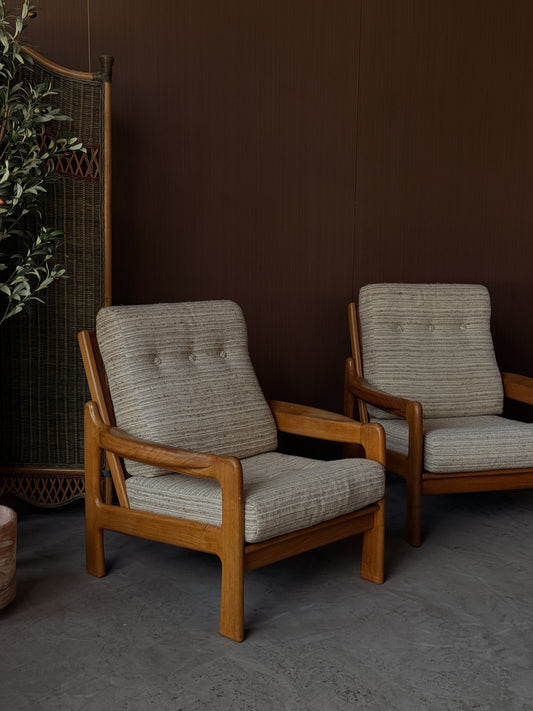 Vintage MCM Solid Teak Lounge Chairs