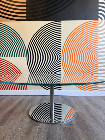 Round Glass and Chrome Coffee Table in Style of Giovanni Tommaso Garattoni