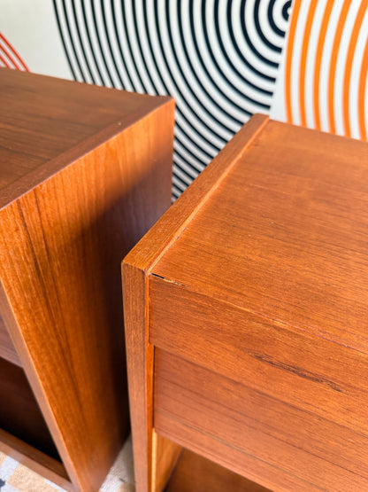 Pair of Teak Tambour Door Cabinets