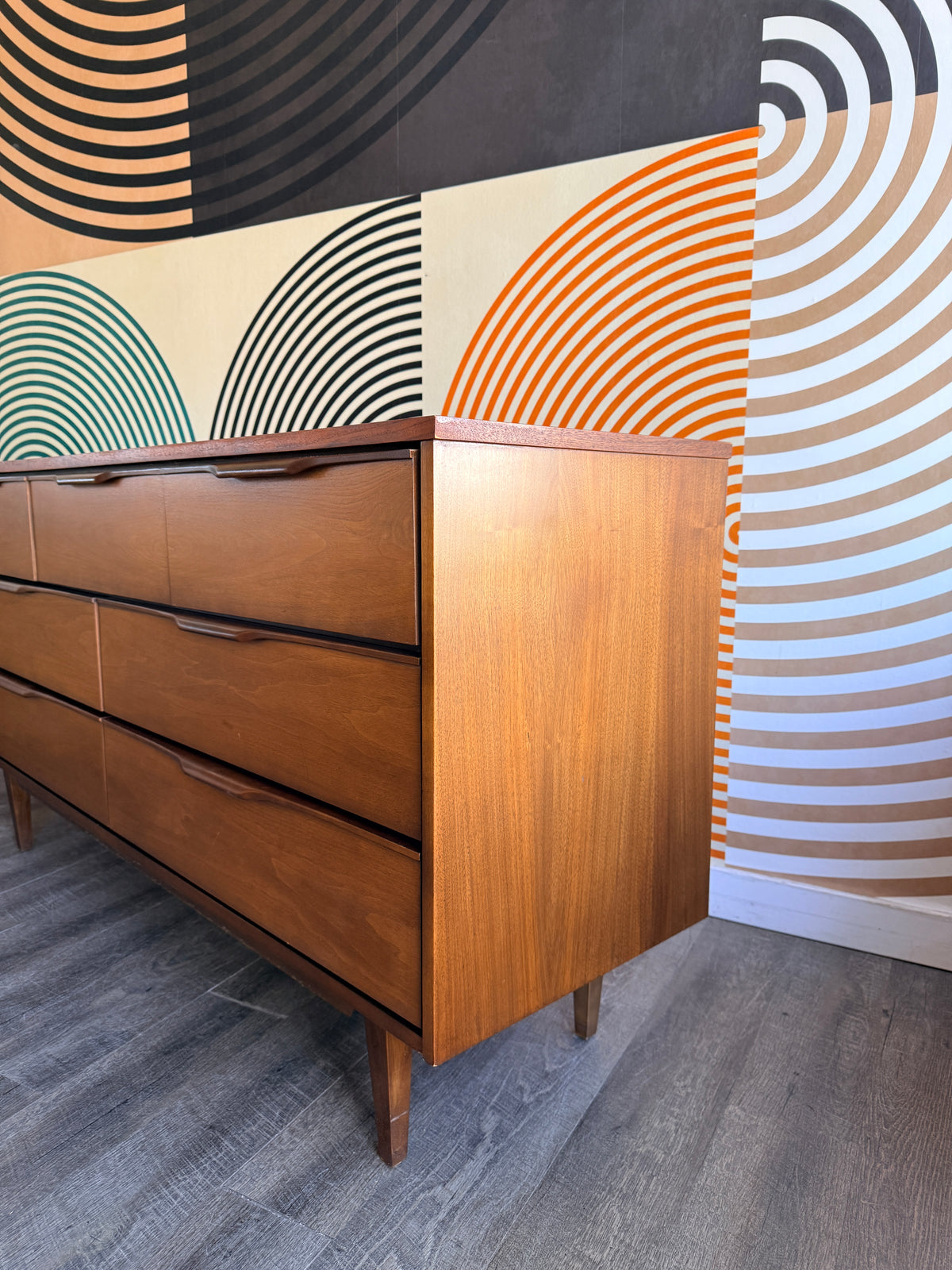 Vintage 7 Drawer Walnut Dresser by Victoriaville