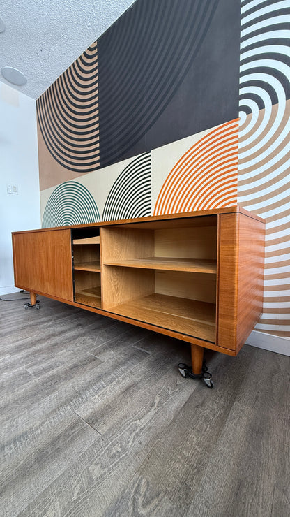 Danish Teak Credenza with Tambour Doors