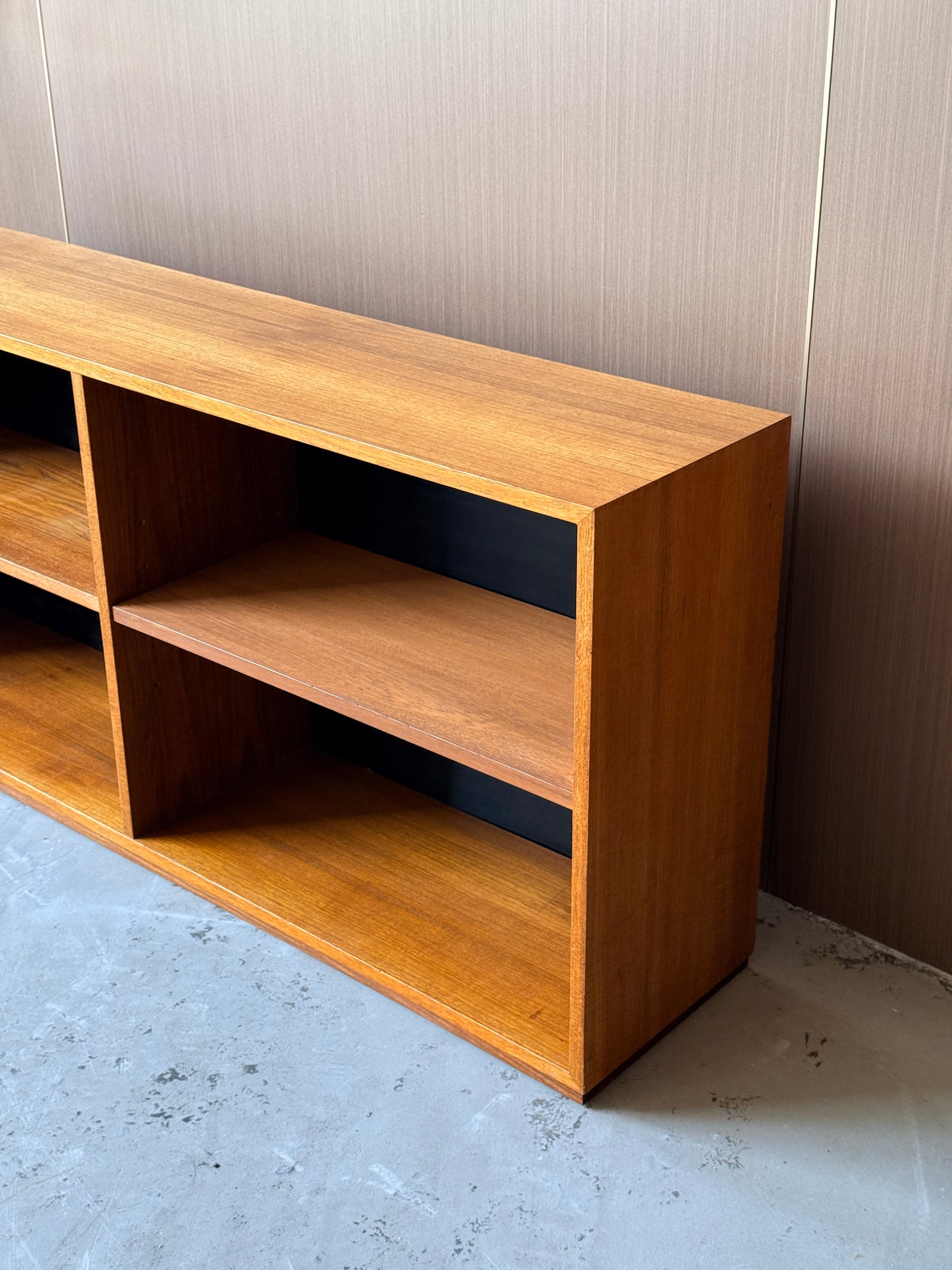 Low Vintage Teak Bookcase