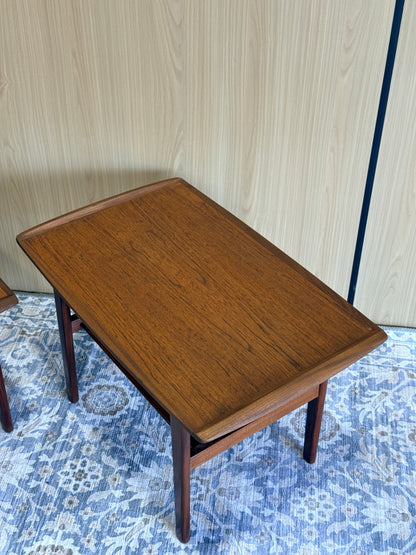 Pair of Vintage Afromosia Teak End Tables with Slatted Undershelf