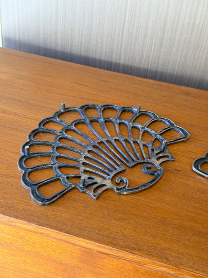 Vintage 1970s  Clamshell Trivets (Sold separately)